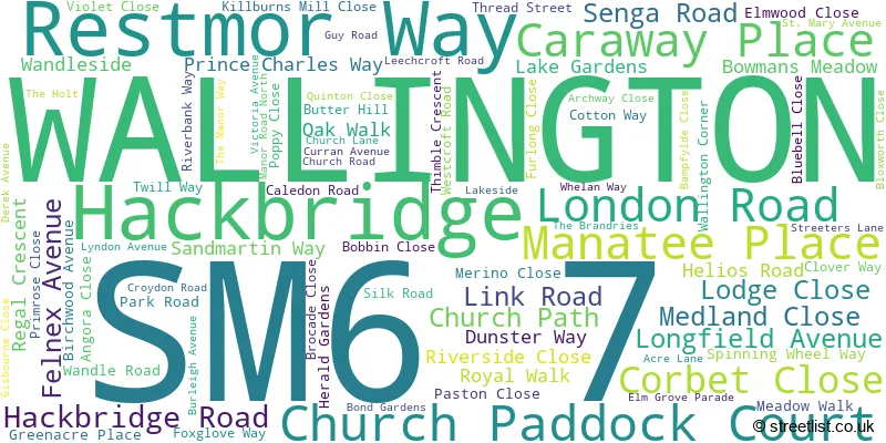 A word cloud for the SM6 7 postcode